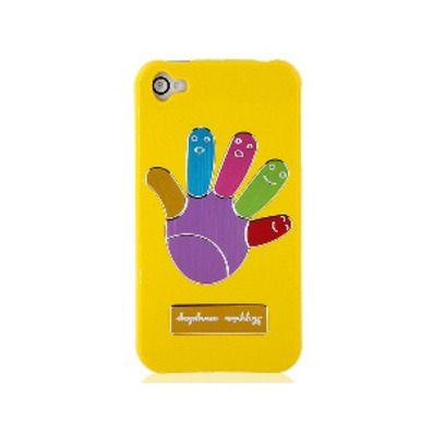 Metallic Palm Pattern Protective Case for iPhone 4/4S (Yellow)