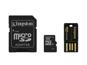 MICRO SD KINGSTON 4GB MULTIKIT mit ADAPTADOR SD + USB CLASS 4 MB