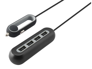 COCHE 4 USB KSIX 9.6A 1,5 METRO NEGRO