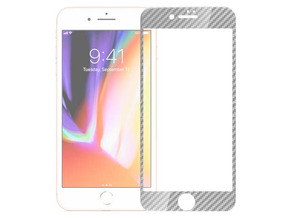 Cristal Templado Completo 3D Fibra Carbono iPhone 7 /iPhone 8/iPhone SE 2020 Silber