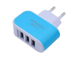 Colorful Charger with 3 USB Ports LED Light - Blue