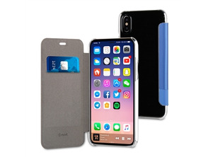 Case Double Blaue Folio PU Transparent Zurück zu iPhone X Muvit