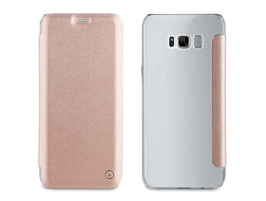 Folio Case Silver with Transparent Pink Gold Cover Samsung Galaxy S8 Muvit