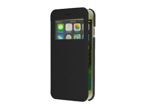 Cover for iPhone 6 with lid and window 4.7 " Schwarz