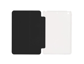 Folding Leather Cover Transparent PC Case for iPad Mini/Mini 2/Mini 3 Black