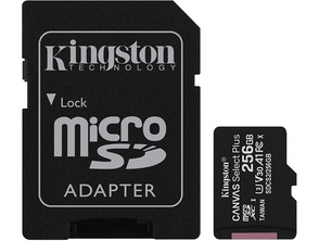 Tarjeta de memoria MicroSD XC 256GB Kingston Canvas Select + Adapt
