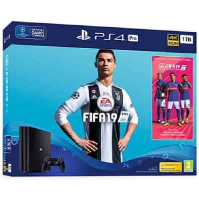 PS4 1tb Pro Black + Fifa 19 Konsole