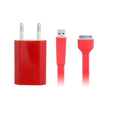 Ladegerät Flat Kabel für iPhone 5 (Rot)