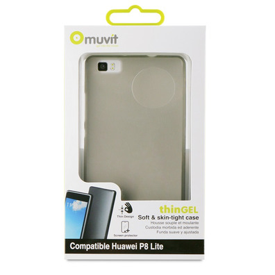 Black Clear Case + Screen Protector for Huawei P8 Lite Muvit
