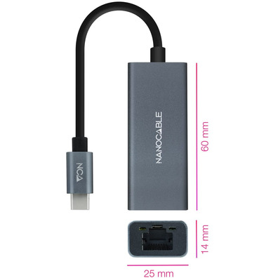 Adaptador USB-C ein RJ45 Nanokable 10.03.0406 1000 Mbps