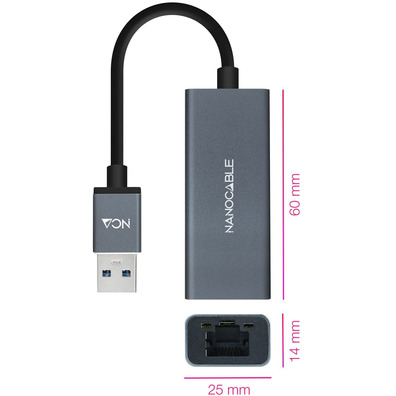 Adaptador USB 3.0 a RJ45 Nanocable 10.03.0405 1000 Mbps