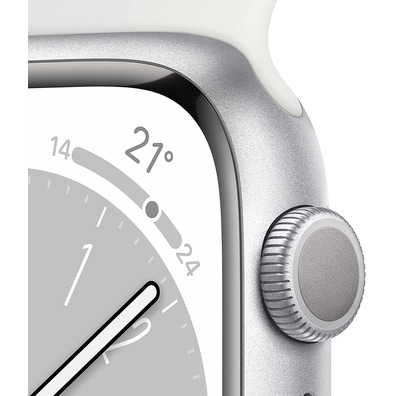 Apple Watch Series 8 GPS 45mm Plata/Correa Blanco