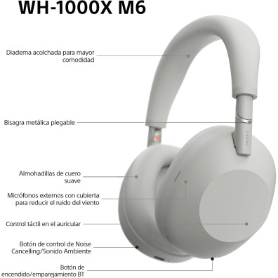 Sony WH-1000XM6 Wireless Kopfhörer - Bluetooth, ANC - Silber