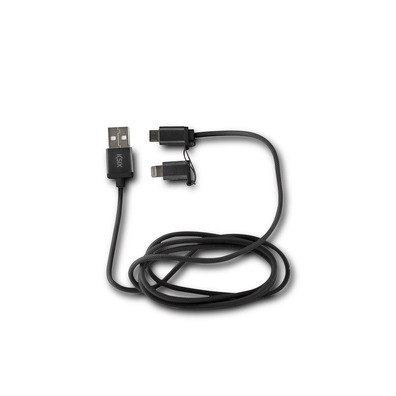 CABLE DATA UND CARGE 2 IN 1 USB MICRO mit NEGRO LIGHTNING ADAPTADOR