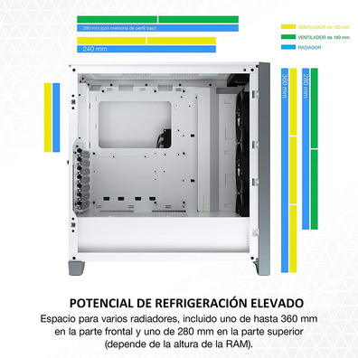 Caja Corsair ICUE 4000X RGB Temperiertes Glas Blanca