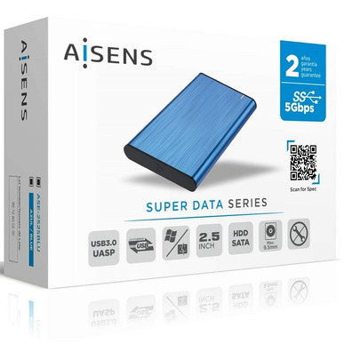 Caja Externa 2.5 '' USB 3.1 SATA Aisens Aluminio Azul ASE-2525BLU