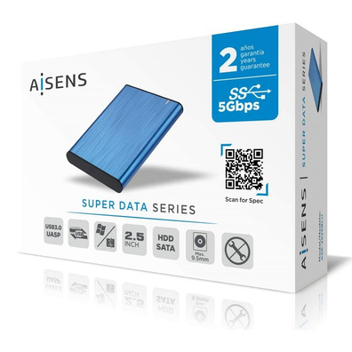Caja Externa 2.5 '' USB 3.1 SATA Aisens Aluminio Azul ASE-2525BLU