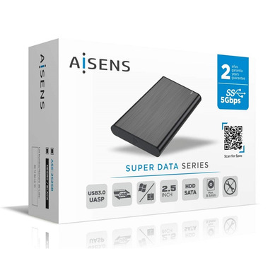 Caja Externa 2.5 '' USB 3.1 SATA Aisens Aluminio Negro