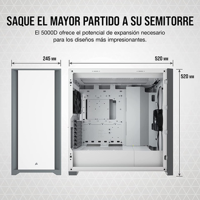 Caja Semitorre Corsair 5000D Temperiertes Glas Weiß