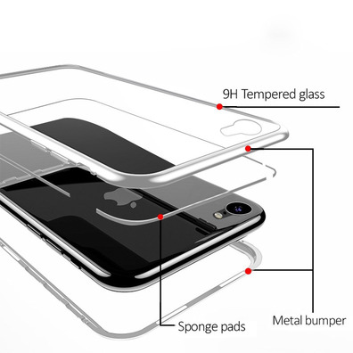 Magnetischer Kasten mit ausgeglichenem Glas iPhone 7/8 Schwarz