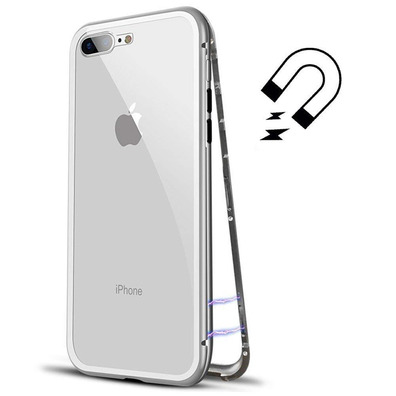 Magnetischer Kasten mit ausgeglichenem Glas iPhone 7/8 Plus Silber