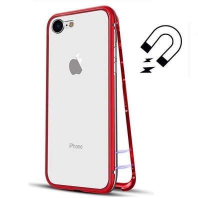 Magnetischer Kasten mit ausgeglichenem Glas iPhone 7/8 Plus Rot