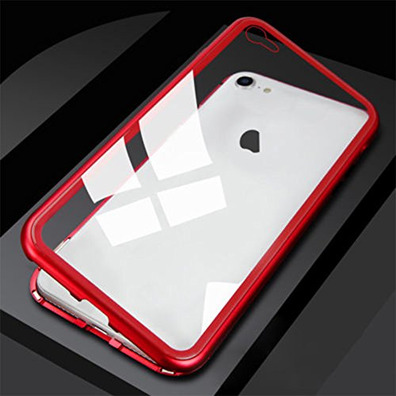Magnetischer Kasten mit ausgeglichenem Glas iPhone 7/8 Plus Rot