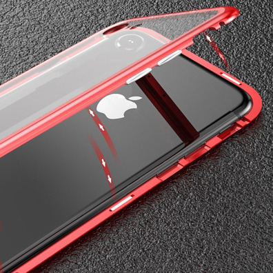 Magnetischer Kasten mit ausgeglichenem Glas iPhone 7/8 Rot