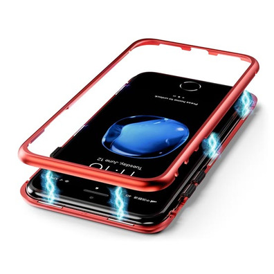 Magnetischer Kasten mit ausgeglichenem Glas iPhone 7/8 Rot