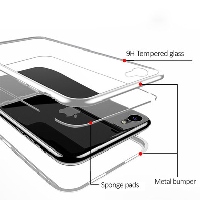 Magnetischer Kasten mit ausgeglichenem Glas iPhone X/XS Silber
