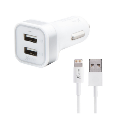 Car Charger USB 2.1A +  Lightning Cable (X-One)