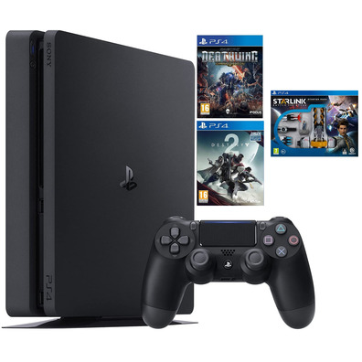 Consola Playstation 4 Slim (500GB) Negro + Destiny 2 + Space Hulk + Starlink