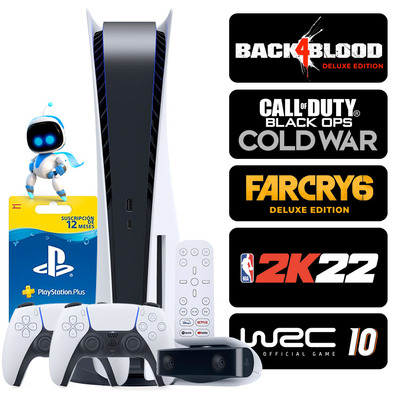 Consola PS5 White + Mandos + 5 Juegos + Zubehör + 12 Meses PSN