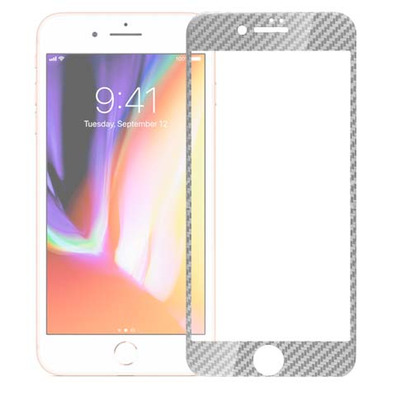 Cristal Templado Completo 3D Fibra Carbono iPhone 7 /iPhone 8/iPhone SE 2020 Silber