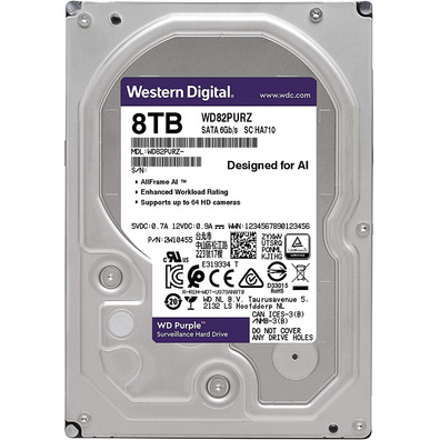 Disco Duro Western Digital WD Purple Surveillance 8TB 3,5 " SATA III 256MB