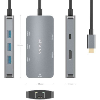 USB Docking Typ C Aisens ASUC-6P019-GR