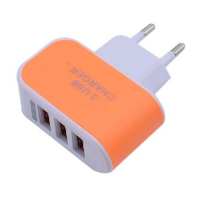 Colorful Charger with 3 USB Ports LED Light - Orange