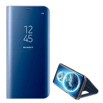 Buch-Art Spiegel-Kasten - Samsung Galaxy S9 Blau