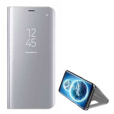 Buch-Art Spiegel-Kasten - Samsung Galaxy S9 Plus Silber