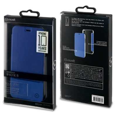 Case Double Blaue Folio PU Transparent Zurück zu iPhone X Muvit