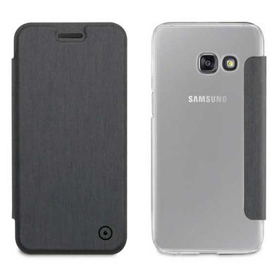 Folio Case Gray Transparent Back Cover Samsung Galaxy A3 2017 Muvit
