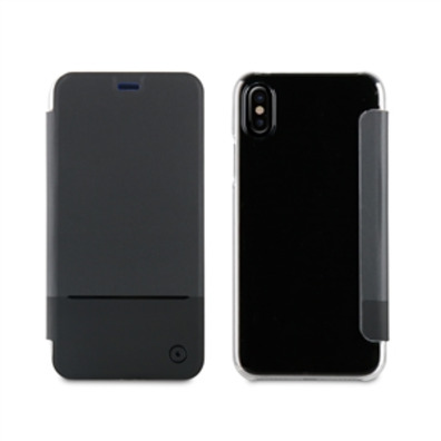 Case Black Folio Double PU Transparent iPhone X Muvit