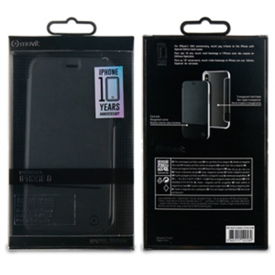 Case Black Folio Double PU Transparent iPhone X Muvit