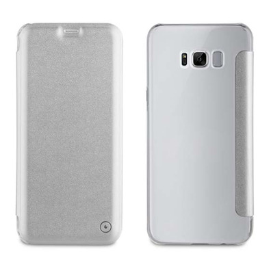 Folio Case Silver with Transparent Back Cover Samsung Galaxy S8 Plus Muvit