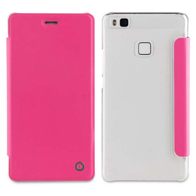 Folio Case Pink with Transparent Back Cover Huawei P9 Lite Muvit