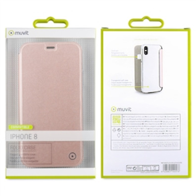 Case Folio Rose Gold TPU Transparent iPhone X Muvit