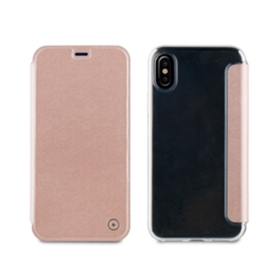 Case Folio Rose Gold TPU Transparent iPhone X Muvit