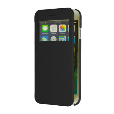 Cover for iPhone 6 with lid and window 4.7 " Schwarz