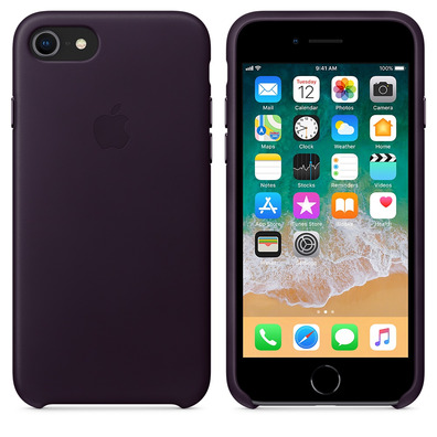 Leder Case Case für iPhone 8 / 7 - Schwarz