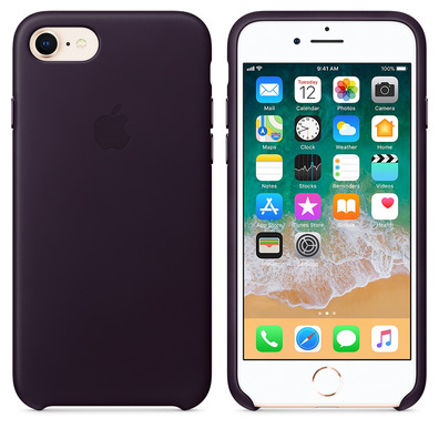 Leder Case Case für iPhone 8 / 7 - Schwarz